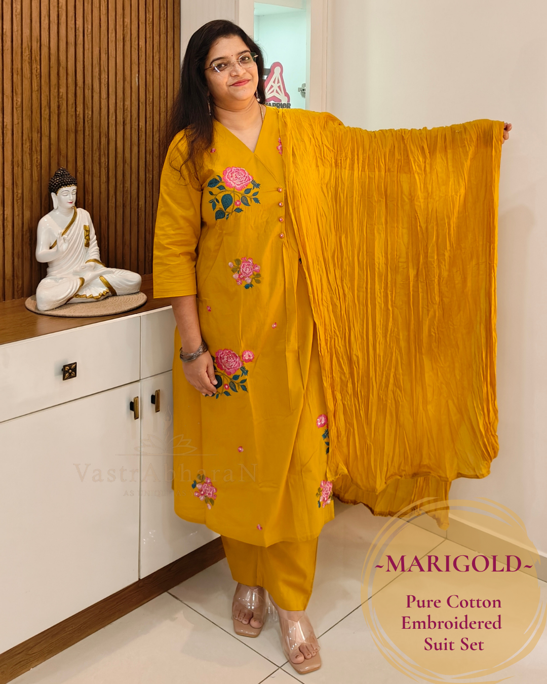 Mustard Mul Cotton dupatta for women