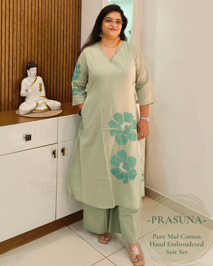 Pure cotton palazzo with peach Mul Cotton suit set